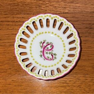 Ann Marie Murray LLC Hand Painted Porcelain Bonbon Trinket Dish Initial “C”
